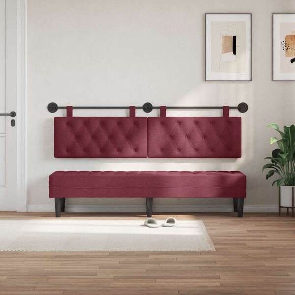 vidaXL T&ecirc;te de lit suspendue Bordeaux 190 x 55 x 7 cm tissu