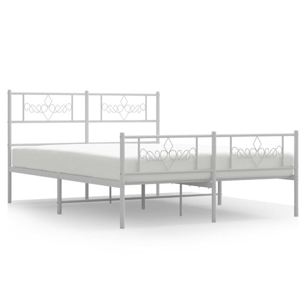 vidaXL Cadre de lit m&eacute;tal sans matelas et pied de lit blanc 120x190 cm