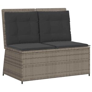 vidaXL Banc inclinable de jardin avec coussins gris r&eacute;sine tress&eacute;e