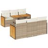 vidaXL Salon de jardin avec coussins 7 pcs beige r&eacute;sine tress&eacute;e acacia