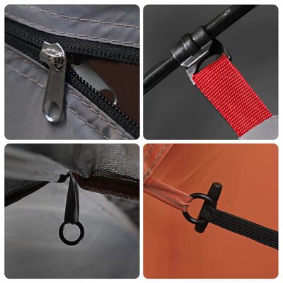 vidaXL Tente de camping tunnel 4 personnes gris et orange imperméable