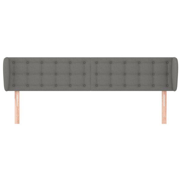 vidaXL T&ecirc;te de lit avec oreilles Gris fonc&eacute; 183x23x78/88 cm Tissu