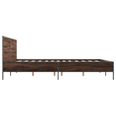 vidaXL Cadre de lit chêne marron 120x200 cm bois d'ingénierie et métal