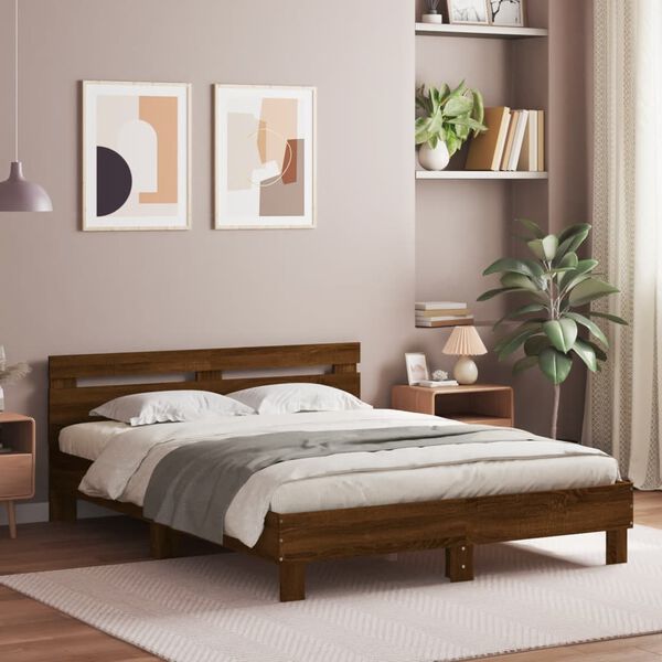 vidaXL Cadre de lit sans matelas ch&ecirc;ne marron 150x200 cm