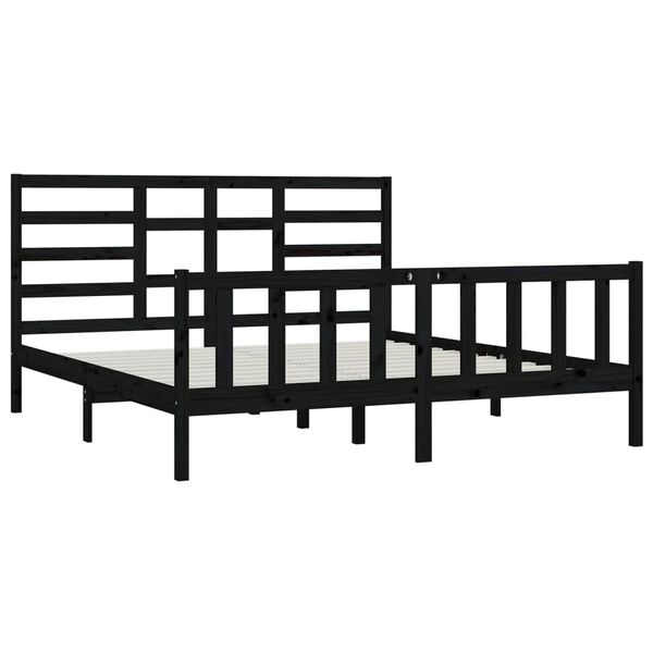vidaXL Cadre de lit sans matelas noir 180x200 cm bois massif