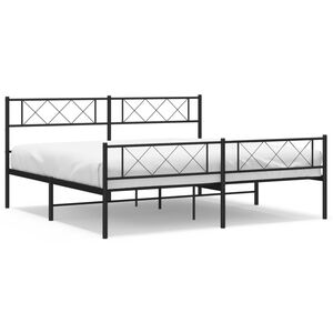 vidaXL Cadre de lit m&eacute;tal sans matelas avec pied de lit noir 183x213cm