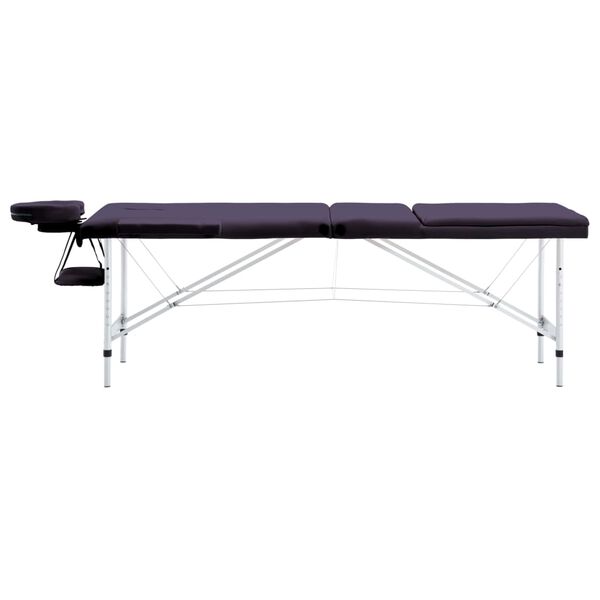 vidaXL Table de massage pliable 3 zones Aluminium Violet