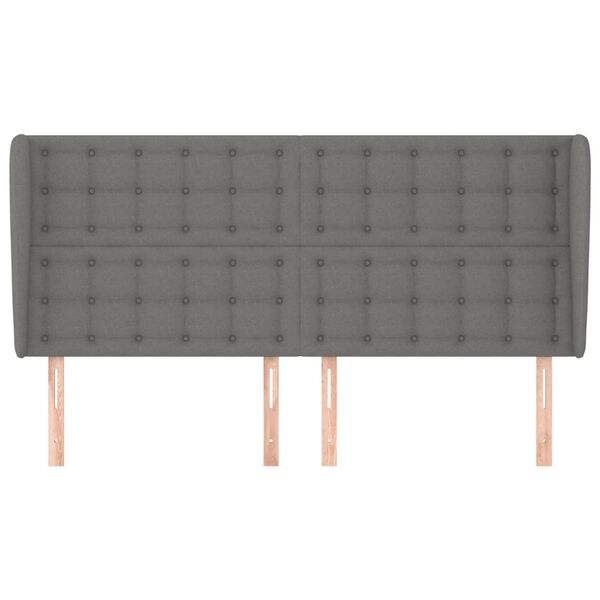 vidaXL T&ecirc;te de lit avec oreilles Gris fonc&eacute; 183x23x118/128 cm Tissu