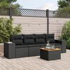 vidaXL Salon de jardin 5 pcs avec coussins noir r&eacute;sine tress&eacute;e