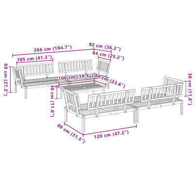 vidaXL Salon palette de jardin 5 pcs bois d'acacia massif