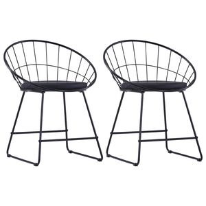 vidaXL Chaises &agrave; manger Si&egrave;ge en similicuir lot de 2 noir acier