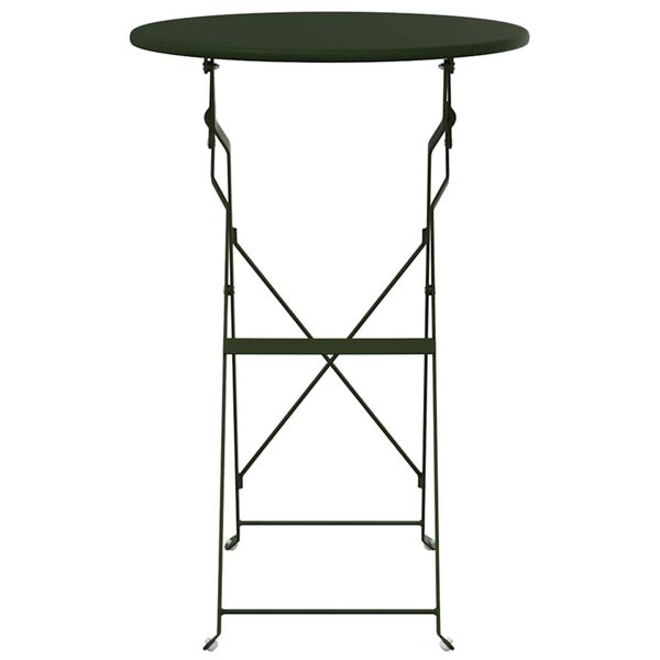 vidaXL Table bistrot Vert fonc&eacute; &Oslash;50x71 cm Acier rev&ecirc;tu de poudre