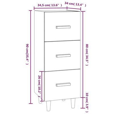 vidaXL Buffet Blanc brillant 34,5x34x90 cm Bois d'ingénierie