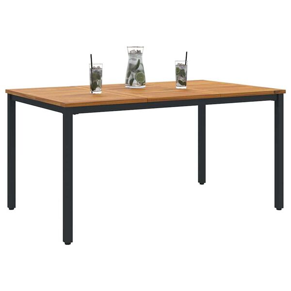 vidaXL Table de jardin Naturel et Noir 150 x 90 x 75 cm