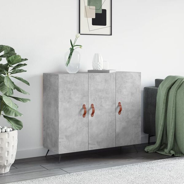 vidaXL Buffet gris b&eacute;ton 90x34x80 cm bois d'ing&eacute;nierie
