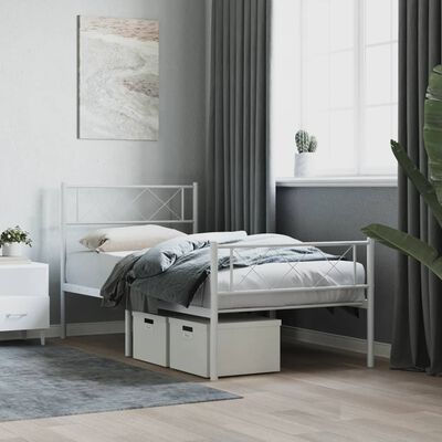 vidaXL Cadre de lit métal sans matelas avec pied de lit blanc 80x200cm