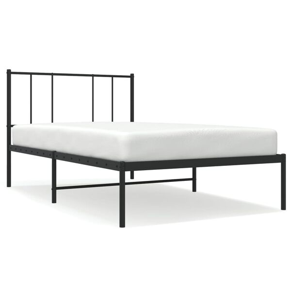 vidaXL Cadre de lit m&eacute;tal sans matelas avec t&ecirc;te de lit noir 90x190 cm