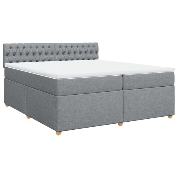 vidaXL Sommier &agrave; lattes de lit avec matelas Gris clair 200x200cm Tissu