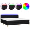 vidaXL Sommier &agrave; lattes de lit et matelas et LED Noir 200x200 cm Tissu