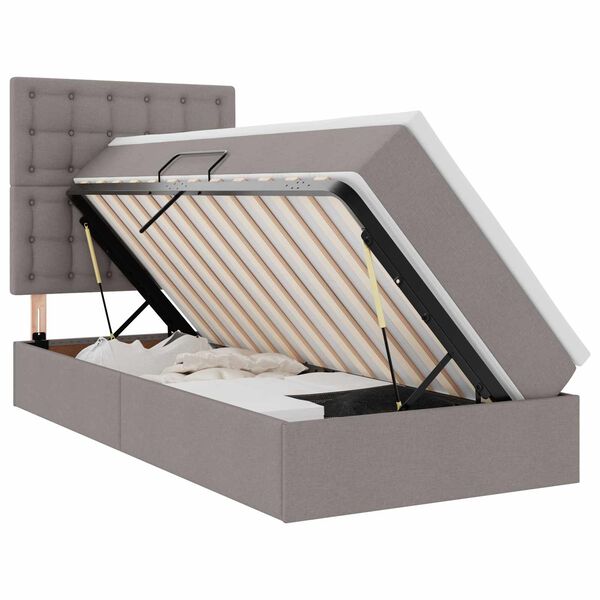 vidaXL Lit avec rangement et LED avec LED Taupe 90 x 190 cm Polyester