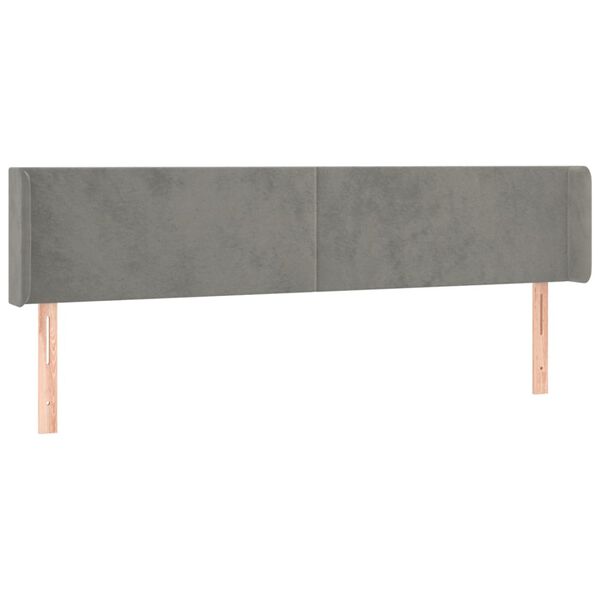 vidaXL T&ecirc;te de lit avec oreilles Gris clair 163x16x78/88 cm Velours