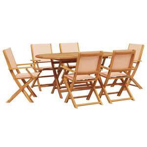 vidaXL Ensemble &agrave; manger de jardin 7 pcs beige tissu et bois massif