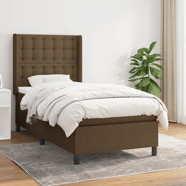 vidaXL Sommier &agrave; lattes de lit avec matelas Marron fonc&eacute; 80x200 cm