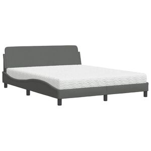 vidaXL Lit avec matelas Dover gris fonc&eacute; 160x200 cm tissu