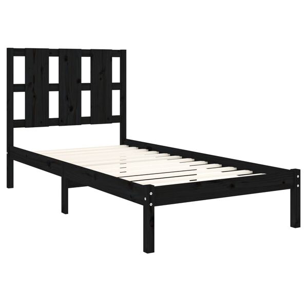 vidaXL Cadre de lit sans matelas noir 100x200 cm bois massif de pin
