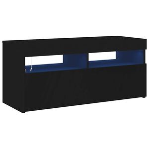 vidaXL Meuble TV avec lumi&egrave;res LED noir 90x35x40 cm