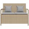 VidaXL Banc de rangement de jardin avec coussin beige résine tressée