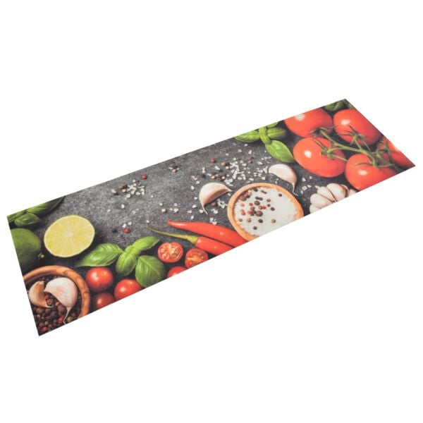 vidaXL Tapis de cuisine lavable impression légumes 45x150 cm velours