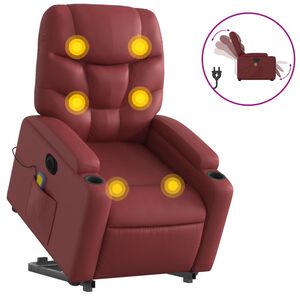 vidaXL Fauteuil inclinable de massage &eacute;lectrique rouge bordeaux