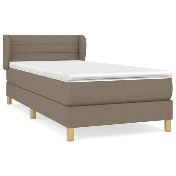 vidaXL Sommier &agrave; lattes de lit avec matelas Taupe 100x200 cm Tissu
