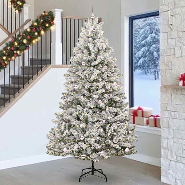 vidaXL Sapin de No&euml;l artificiel Vert et blanc 270 cm PVC et m&eacute;tal