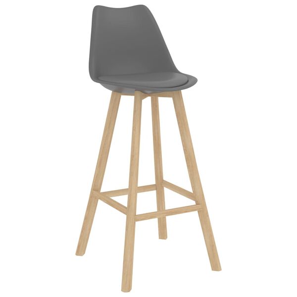 vidaXL Tabourets de bar lot de 2 gris PP et bois de h&ecirc;tre massif