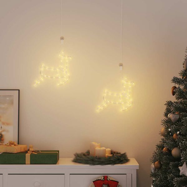 vidaXL Lumières de Noël silhouette de renne 2 pcs 35 LED blanc chaud