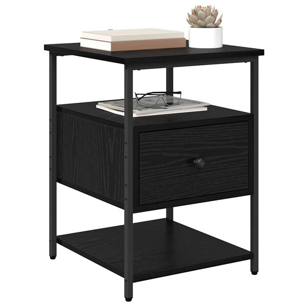 vidaXL Cabinet de chevet avec tiroir 2 pcs Ch&ecirc;ne noir 40 x 42 x 56 cm