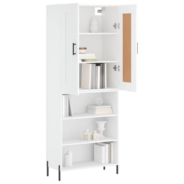 vidaXL Buffet haut Blanc 69,5x34x180 cm Bois d'ing&eacute;nierie