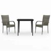 vidaXL Ensemble &agrave; manger de jardin 3 pcs Gris et noir