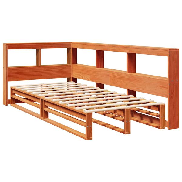 vidaXL Lit biblioth&egrave;que sans matelas cire marron 90x200 cm pin massif