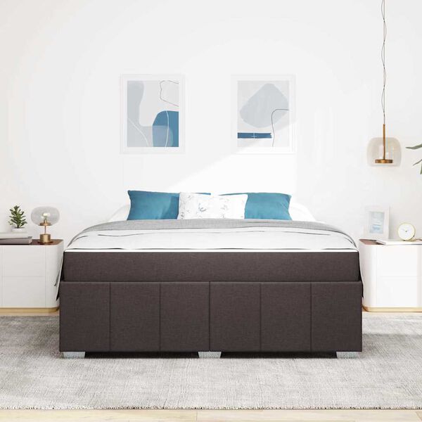 vidaXL Cadre de lit avec matelas Marron fonc&eacute; 180 x 200 cm tissu