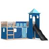 vidaXL Lit superpos&eacute; sans matelas avec toboggan et rideaux 80x200 cm