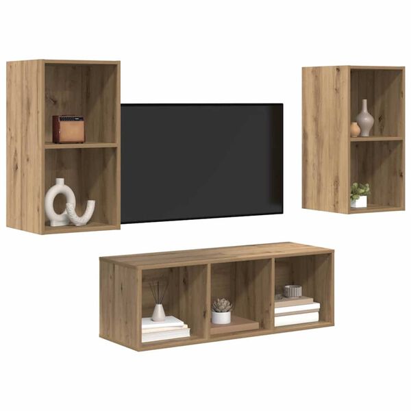 vidaXL Ensemble meuble TV 3 pcs Chêne artisanal Bois d'ingénierie