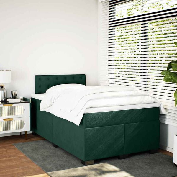 vidaXL Sommier &agrave; lattes de lit et matelas Vert fonc&eacute; 140x190cm Velours