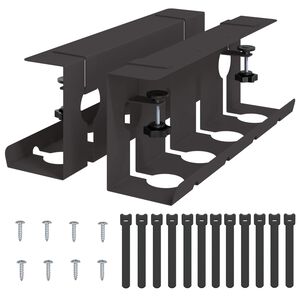 vidaXL Plateau de gestion de c&acirc;bles sous le bureau 2 pc Noir