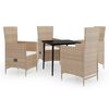 vidaXL Ensemble &agrave; manger de jardin avec coussins 5 pcs Beige