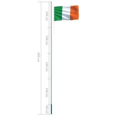 vidaXL Drapeau Irlande et mât en aluminium 6,2 m