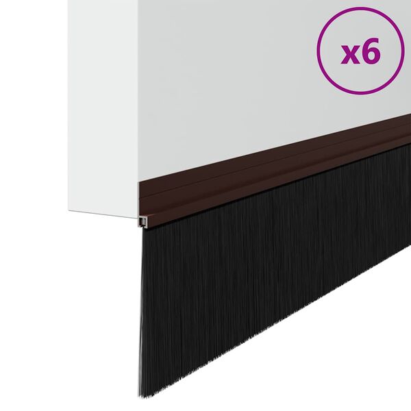 vidaXL Brosses de porte adh&eacute;sives 6 pcs Marron 100 cm