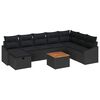 vidaXL Ensemble de canap&eacute; de jardin 9 pc Noir Poly rotin